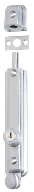 Tradco Lockable Patio Bolt - 150 x 32mm - Satin Chrome