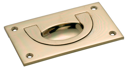 Tradco Flush Drop Handle - 90 x 55mm - Polished Brass