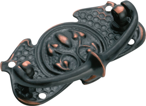 Tradco Stamped Art Nouveau Dresser Handle - 66 x 35mm - Antique Copper