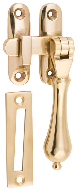 Tradco Long Throw Teardrop Casement Fastener - 95 x 30mm - Polished Brass