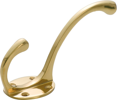 Tradco Large Victorian Coat Hook - 125 x 70mm - Polished Brass
