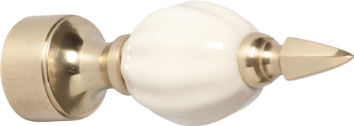 Tradco Fluted Porcelain Finial - 92 x 28mm/19mm Rod - Polished Brass