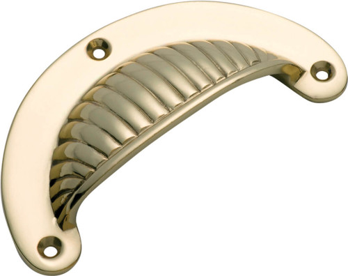 Tradco Classic Shell Cast Brass Drawer Pull Handle - 95mm - Polished Brass
