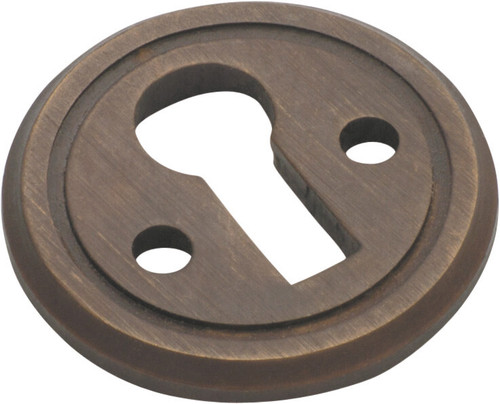 Tradco Round Furniture Escutcheon Keyhole Cover - 23mm - Antique Brass