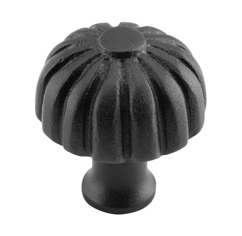Tradco Fluted Iron Cupboard Knob - 38mm - Matte Black