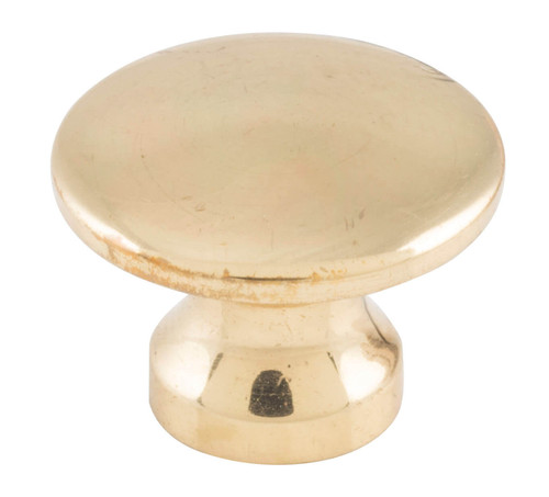 Tradco Small Flat Cupboard Knob - 16mm - Polished Brass