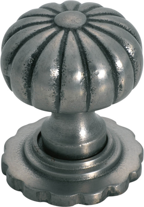 Tradco Fluted Iron Cupboard Knob with Backplate - 32mm - Polished Metal