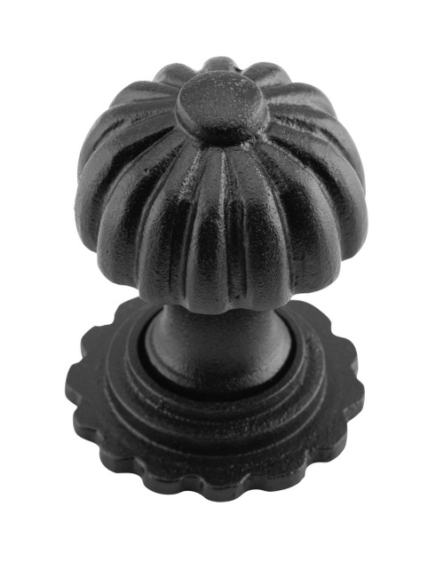 Tradco Fluted Iron Cupboard Knob with Backplate - 32mm - Matte Black