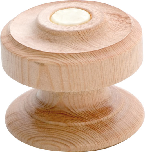 Tradco Timber Cupboard Knob with Decorative Button - 40mm - Pine