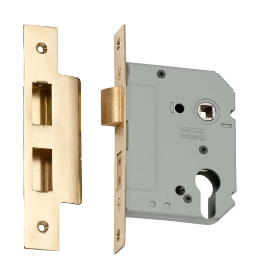 Tradco Euro Mortice Lock - 57mm Backset - Polished Brass