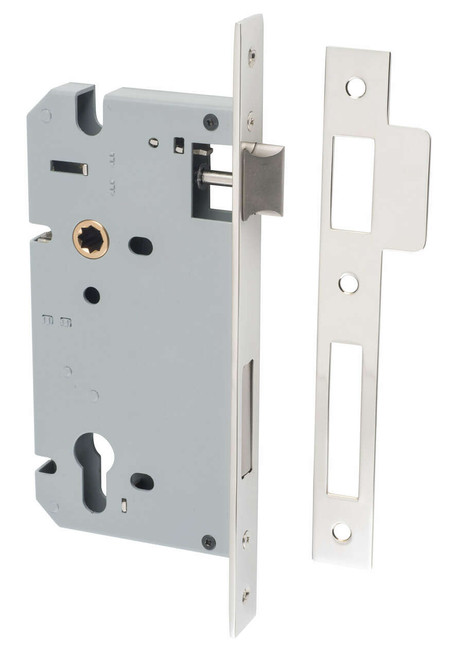 Iver Euro 85 Mortice Lock - 60mm Backset - Polished Nickel