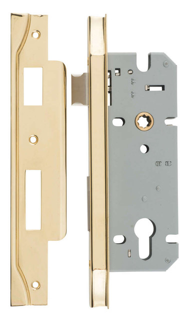 Iver Rebated Euro 85 Mortice Lock - 45mm Backset - Polished Brass