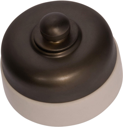 Tradco Ivory Porcelain Base Fan Controller - 60mm - Antique Brass