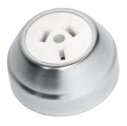 Tradco Federation White Socket Power Point - 60mm - Satin Chrome