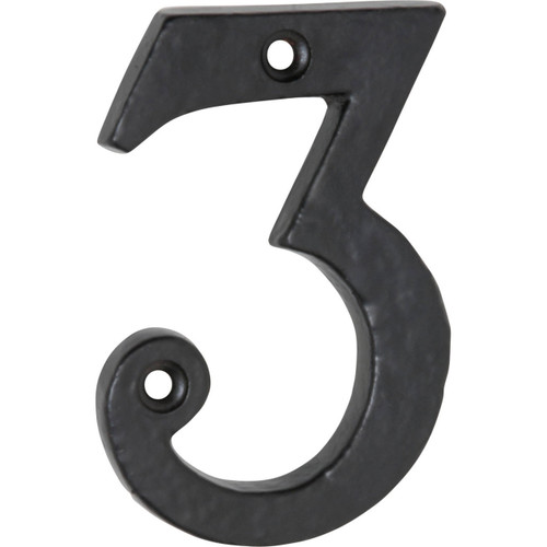 Tradco '3' Iron House Number - 75mm - Matte Black