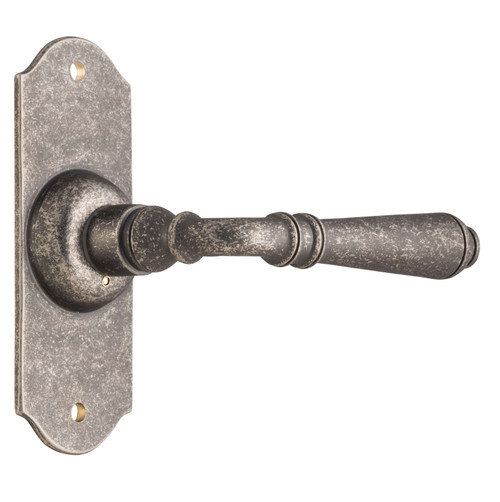 Tradco Provincial Reims Lever Door Handle - 110 x 40mm - Rumbled Nickel