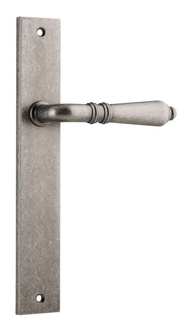 Iver Sarlat Lever Door Handle - Rectangular Plate - 240 x 38mm - Distressed Nickel