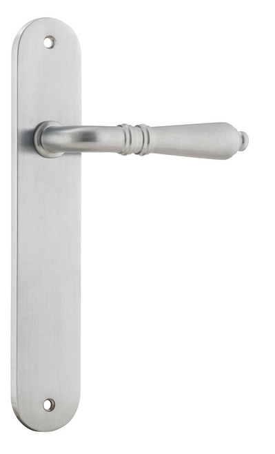 Iver Sarlat Lever Door Handle - Oval Plate - 240 x 40mm - Brushed Chrome