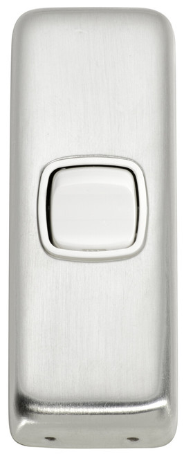 Tradco Architrave 1 Gang Rocker Light Switch - 82 x 30mm - Satin Chrome