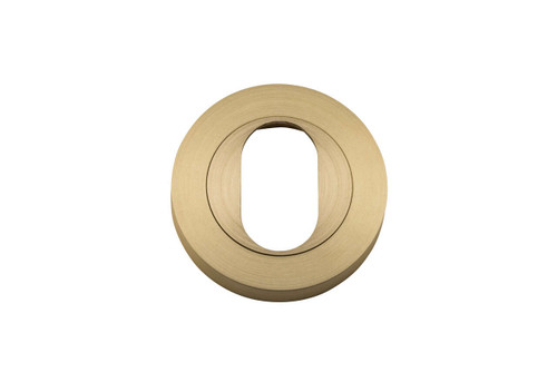 Iver Round Oval Cylinder Escutcheon - 52mm - Brushed Brass  (Pair)