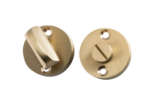 Tradco Round Privacy Turn - 35mm/4mm Spindle - Satin Brass