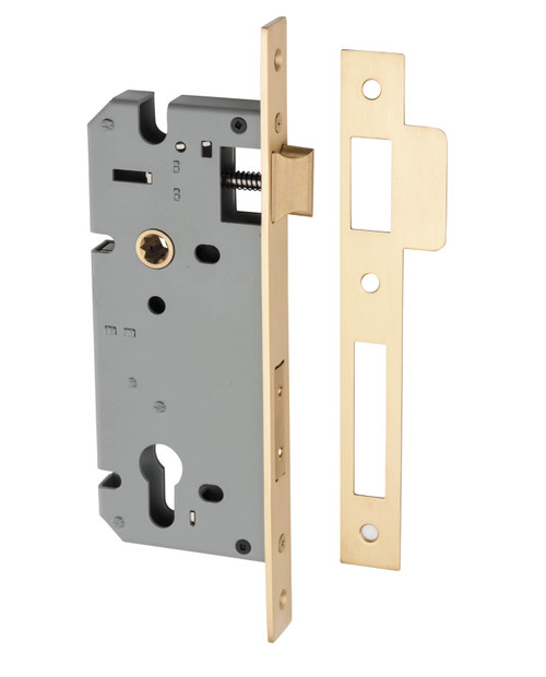 Iver Euro 85 Mortice Lock - 45mm Backset - Brushed Brass