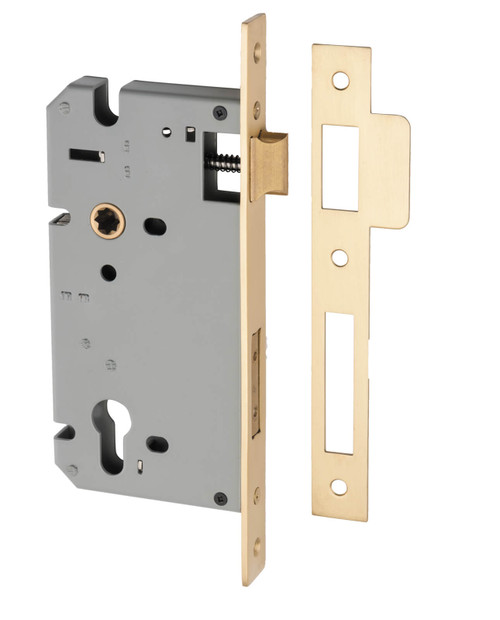 Iver Euro 85 Mortice Lock - 60mm Backset - Brushed Brass