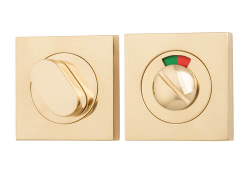 Iver Premium Square Privacy Turn & Indicator - 52mm/4mm Spindle - Polished Brass