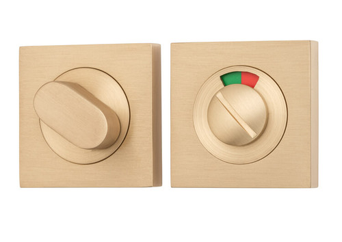 Iver Premium Square Privacy Turn & Indicator - 52mm/4mm Spindle - Brushed Brass