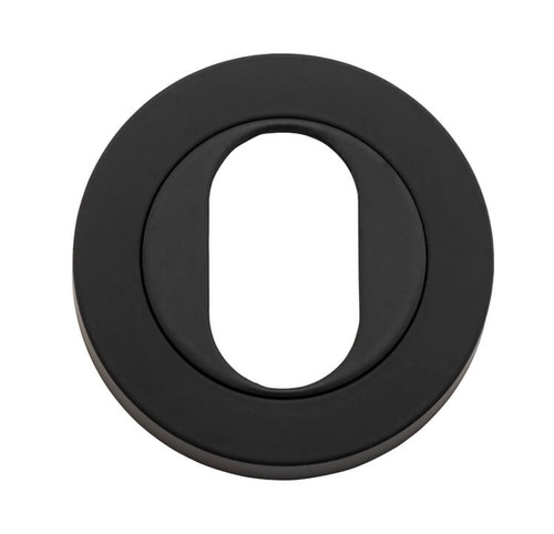 Iver Round Oval Cylinder Escutcheon - 52mm - Matte Black  (Pair)