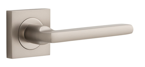 Iver Baltimore Lever Door Handle - Square Rosette - 52 x 52mm - Satin Nickel