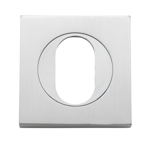 Iver Square Oval Cylinder Escutcheon - 52 x 52mm - Brushed Chrome (Pair)