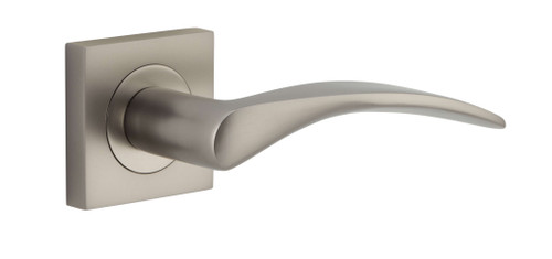 Iver Oxford Lever Door Handle - Square Rosette - 52 x 52mm - Satin Nickel