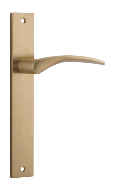 Iver Oxford Lever Door Handle - Rectangular Plate - 240 x 38mm - Brushed Brass