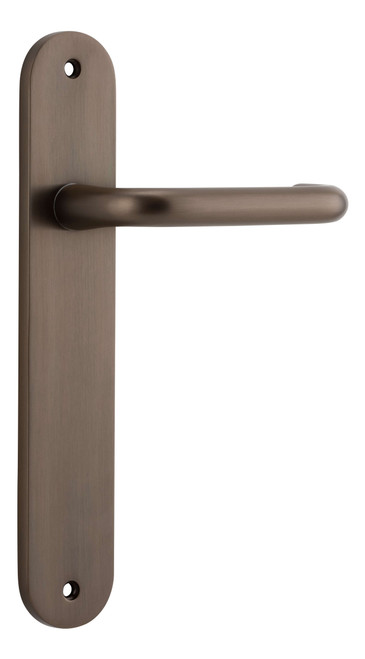 Iver Oslo Return Lever Door Handle - Oval Plate - 240 x 40mm - Signature Brass