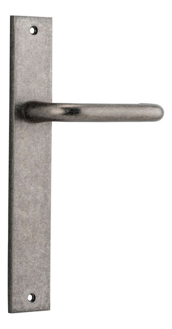 Iver Oslo Return Lever Door Handle - Rectangular Plate - 240 x 38mm - Rumbled Nickel
