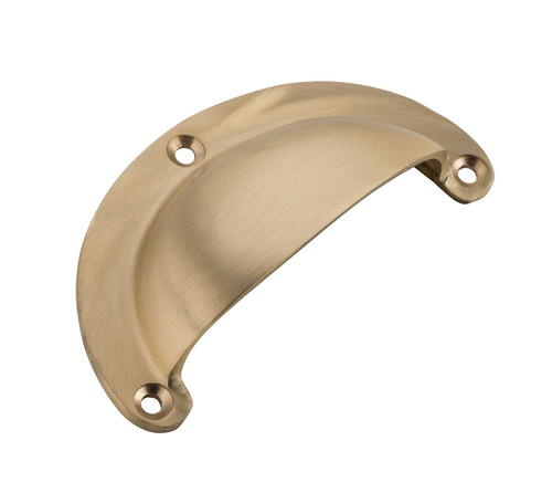 Tradco Large Cast Brass Drawer Pull Handle - 100mm - Unlacquered Satin Brass