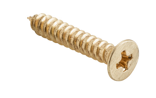 Tradco Phillips Countersunk Stainless Steel Wood Screws - Pack of 50 - 25mm x 8 Gauge - Satin Brass