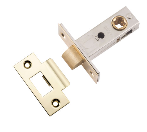 Iver Hard Sprung Split Cam Tubular Latch with 'T' Striker - 45mm Backset - Polished Brass