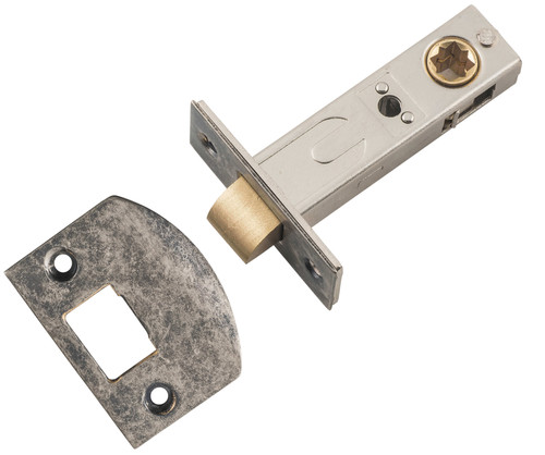 Tradco Hard Sprung Split Cam Tubular Latch with 'D' Striker - 60mm Backset - Rumbled Nickel