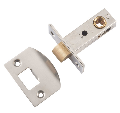 Tradco Hard Sprung Split Cam Tubular Latch with 'D' Striker - 45mm Backset - Satin Nickel