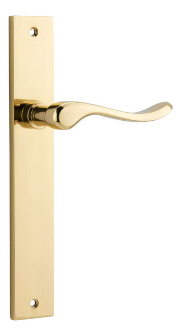 Iver Stirling Lever Door Handle - Rectangular Plate - 240 x 38mm - Polished Brass