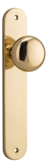 Iver Cambridge Door Knob - Oval Plate - 240 x 40mm - Polished Brass