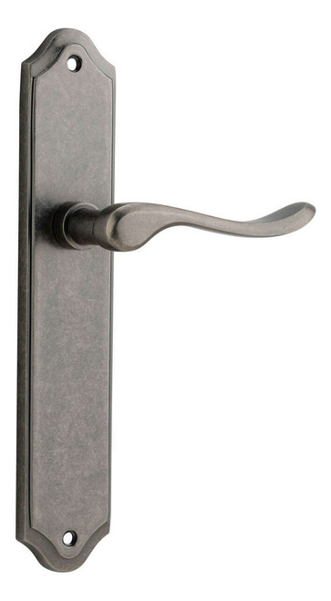 Iver Stirling Lever Door Handle - Shouldered Plate - 250 x 48mm - Distressed Nickel