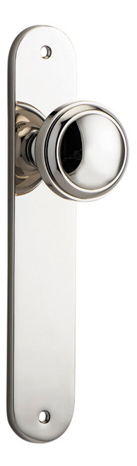 Iver Paddington Door Knob - Oval Plate - 240 x 40mm - Polished Nickel