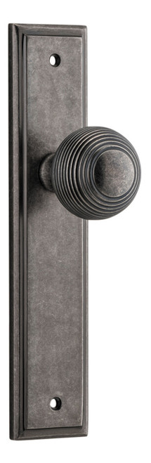 Iver Guildford Door Knob - Stepped Plate - 237 x 50mm - Distressed Nickel