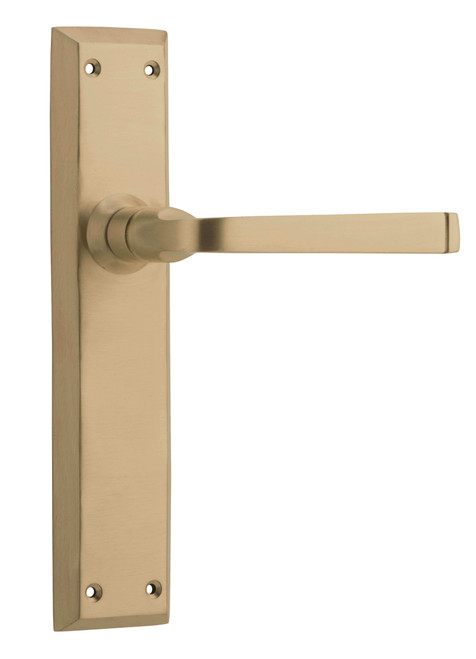 Tradco Menton Lever Door Handle - 225 x 50mm - Unlacquered Satin Brass