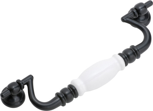 Tradco White Porcelain Drop Handle - 256mm - Matte Black