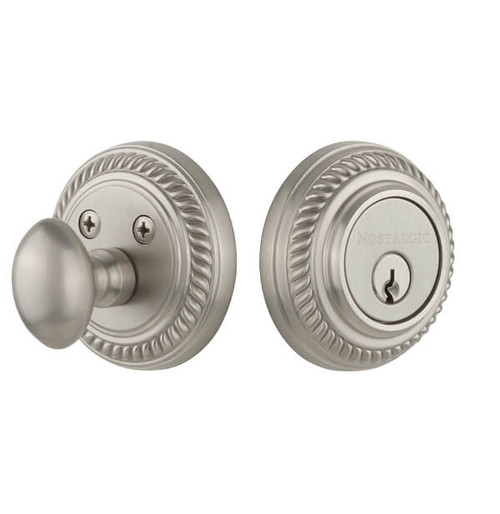 Nostalgic Georgian Rope Deadbolt - 67mm - Satin Nickel