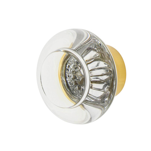 Nostalgic Round Clear Crystal Cupboard Knob - 35mm - Polished Brass